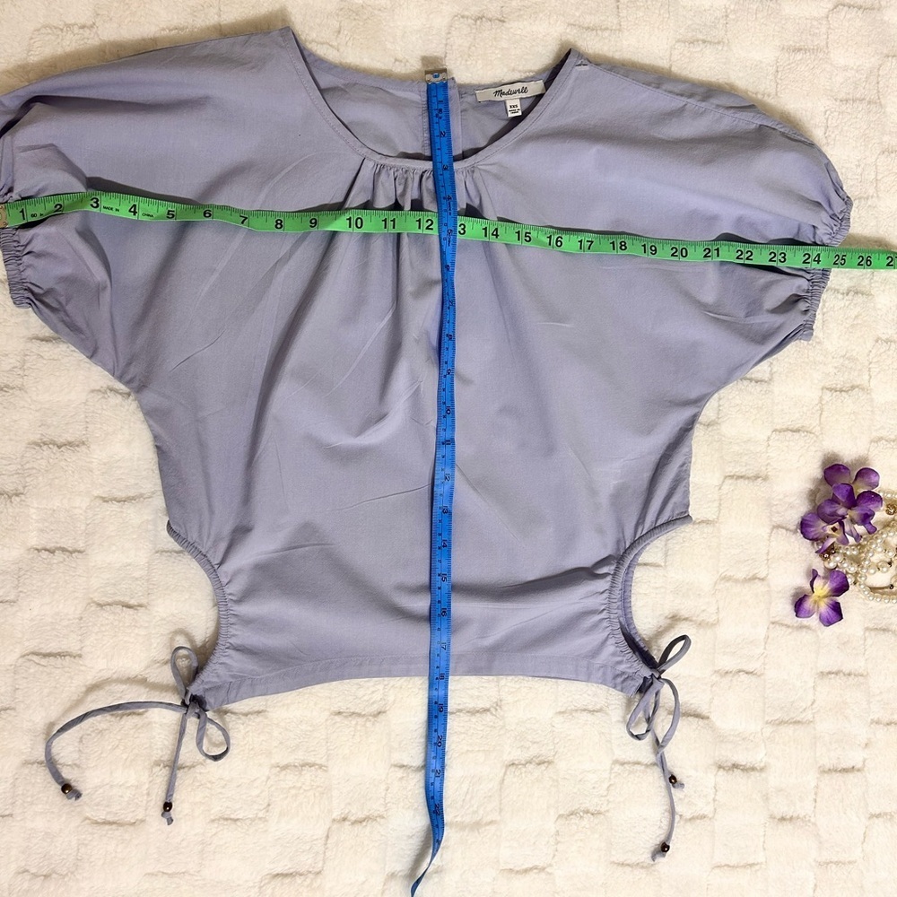 Madewell Boxy Puff Sleeve Blouse in Purple Size:XXS - Picture 4 of 9